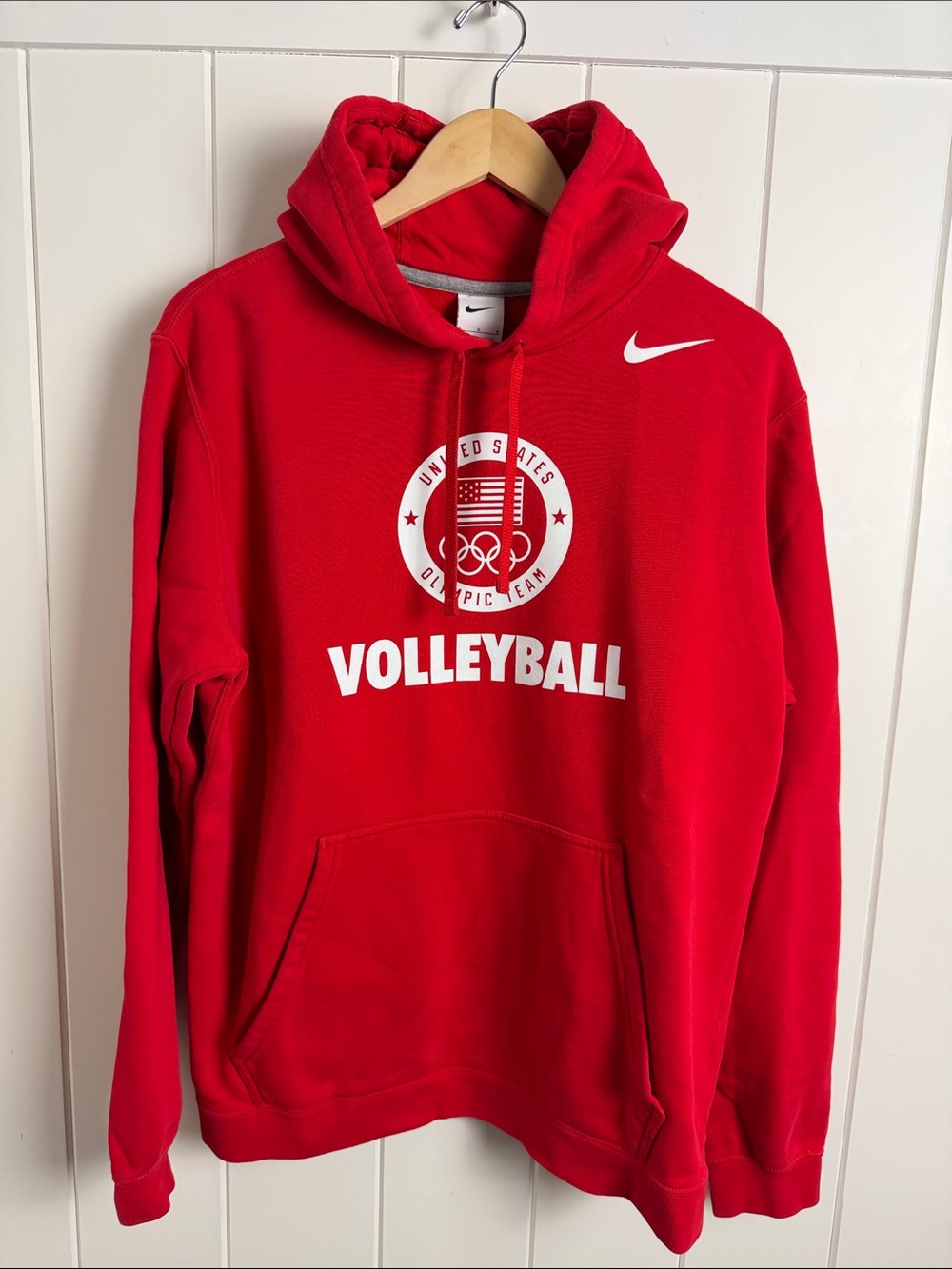 Nike Red Volleyball Hoodie with White USA Olympic Graphic